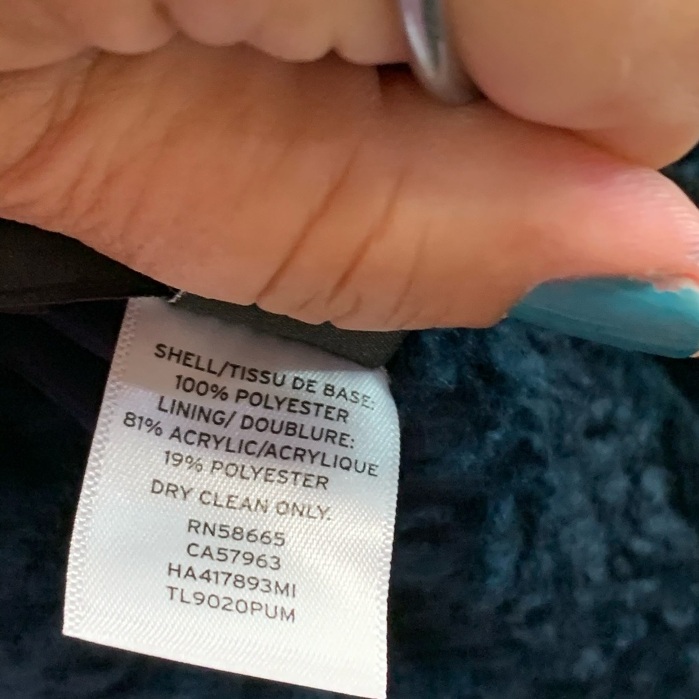 NWT HALOGEN Blue Hooded Sherpa Style Reversible Coat, S - Picture 11 of 16